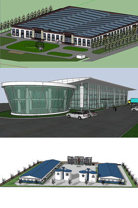 红动中国 工厂建筑Su模型与7张设计套图赏析